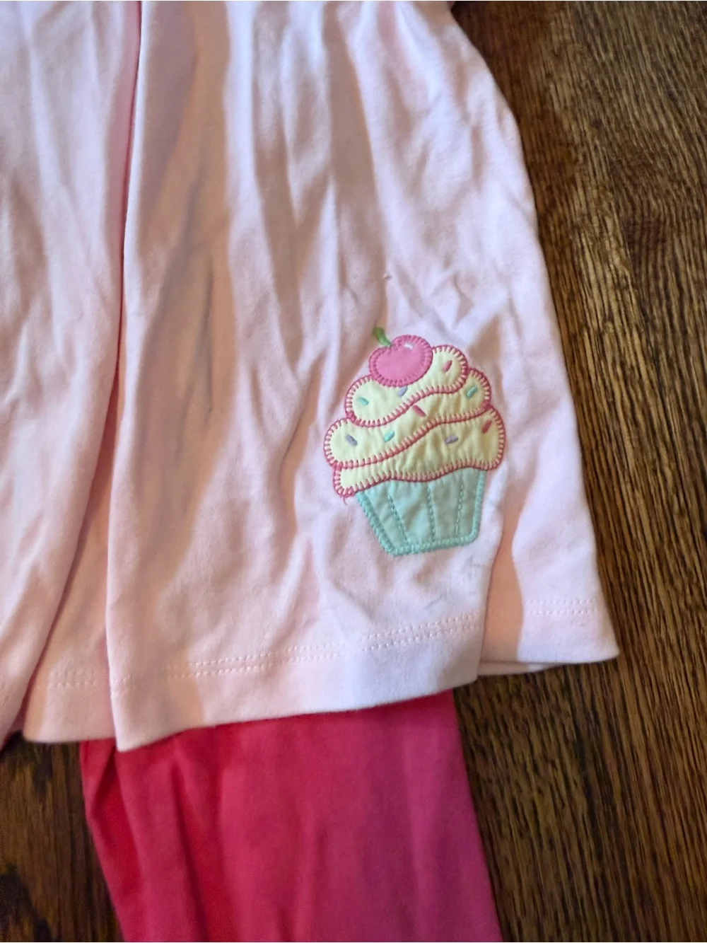 Toddler Girls Pink Cupcake & Balloon Pajama Set with Bright Pink Leggings